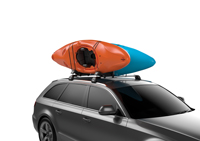 The Thule Hull-a-Port XT in vertical postion to fit 2 kayaks