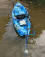 Bixpy Universal Kayak Adapter installed onto a Kayak with J-2 Motor and Pole Steering Adaptor