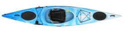 The Riot Enduro 13 touring kayak shown in the Blue/White colour
