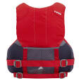 High backed well ventilated rear profile to the NRS Lucid PFD, shown in Red.