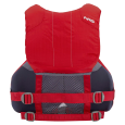 High backed well ventilated rear profile to the NRS Lucid PFD, shown in Red.