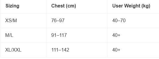NRS PFD Sea Kayaking Sizes