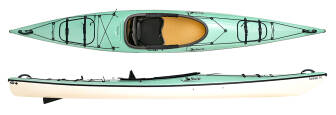 Swift Saranac 14 LC custom ordered kayak in Moss over Champagne